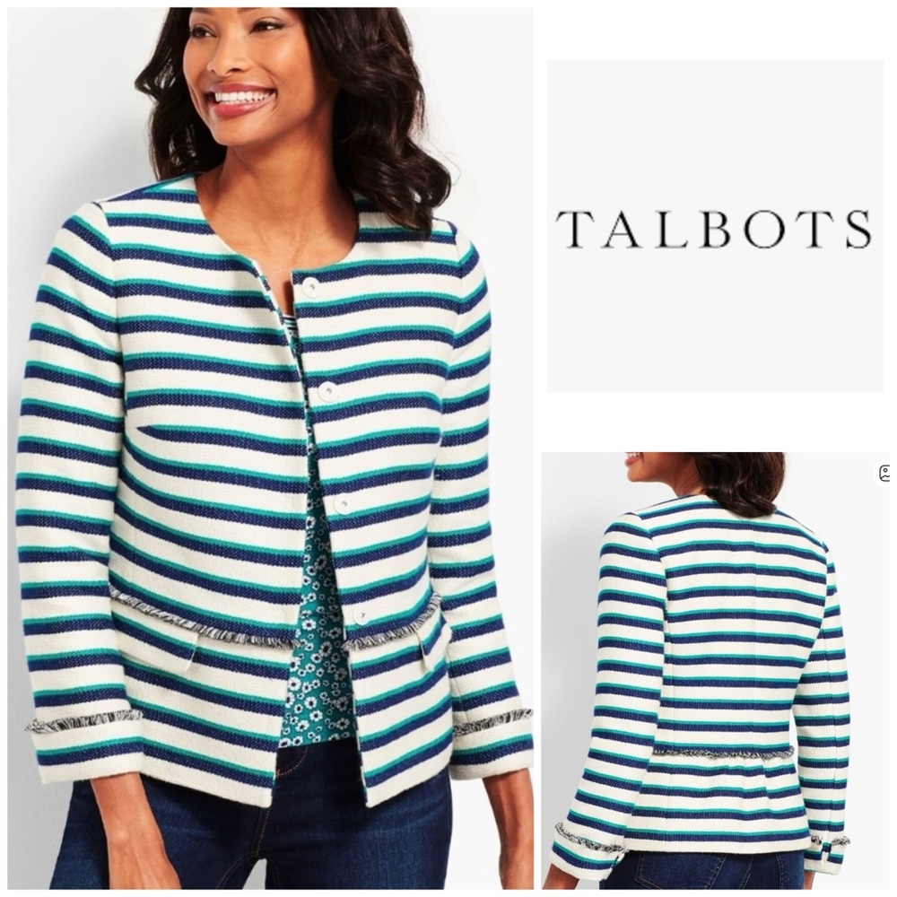 TALBOTS Blazer Striped Fringe